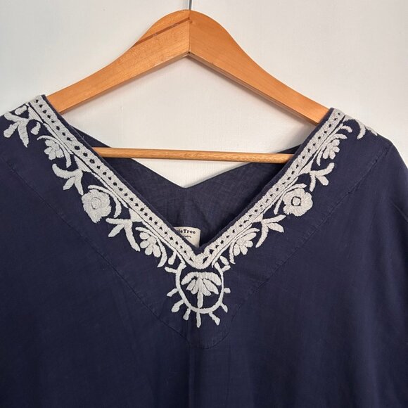 People Tree Hand Woven Navy & White Cotton Beach Cover Up O/S - Picture 2 of 10